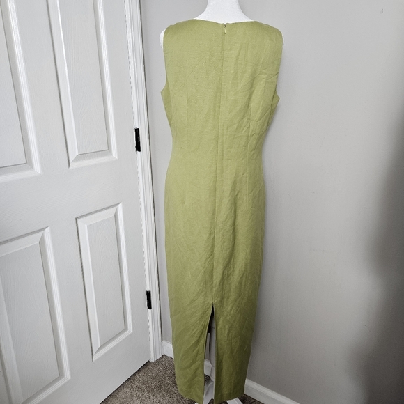 Jessica Howard Petite Vintage Women's Linen Blend Green Maxi Sheath Dress Sz 10P - Picture 5 of 9